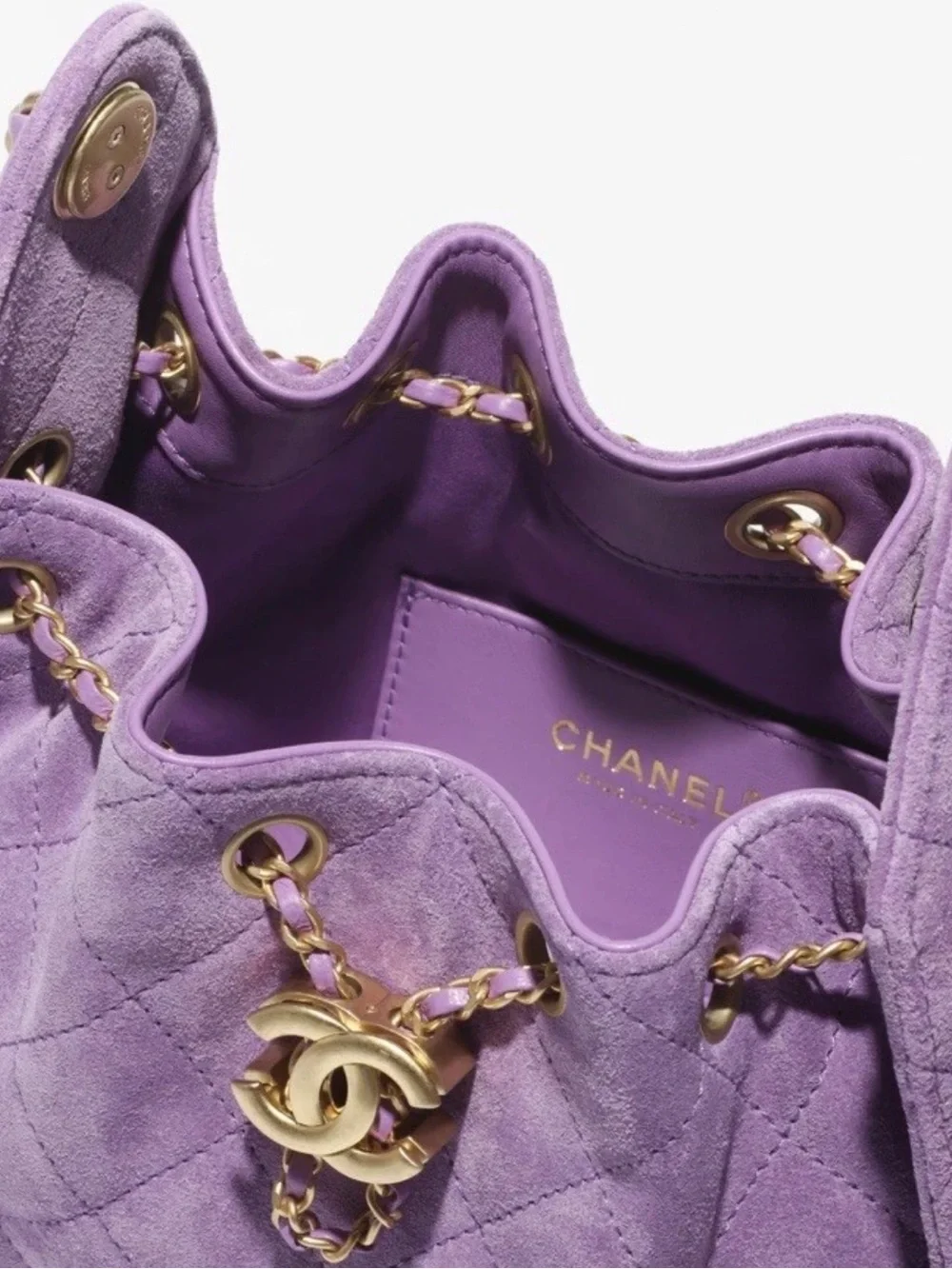 Chanel 25 Mini Suede Bag Purple with GHW Runway